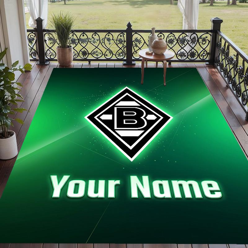 Benutzerdefinierter Teppich mit Aufdruck Borussia Mönchengladbach Rutschfester Bodenbelag Für Wohnzimmer Dekoration