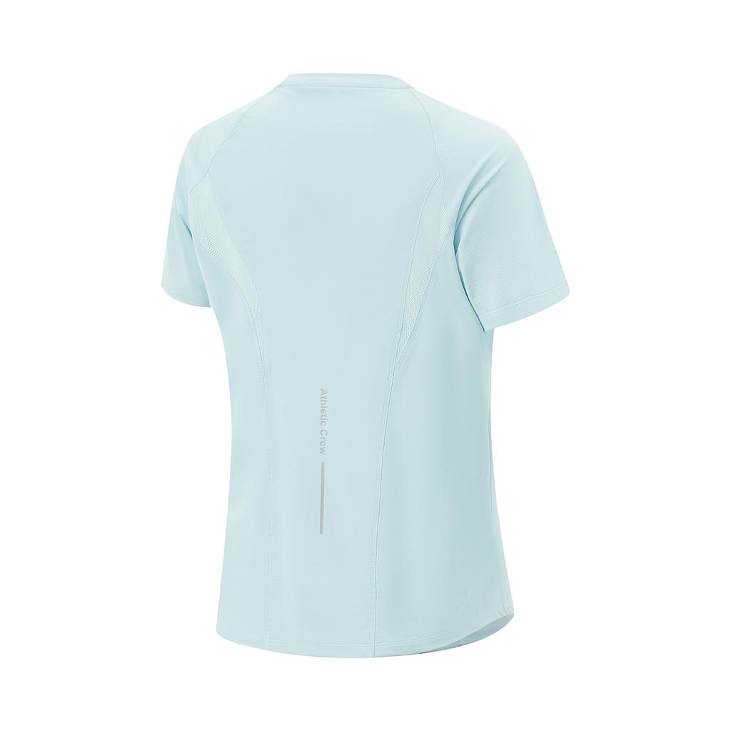 Li Ning Comfortable Casual Simple Versatile Round Neck Pullover Short Sleeve T-Shirt Women Tops Light-Ice-Blue ATSV594-1