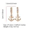 1 Pair Fashion Anchor Zirconia Dangle Earrings for Women Golden Earring Jewelry Party Accessories