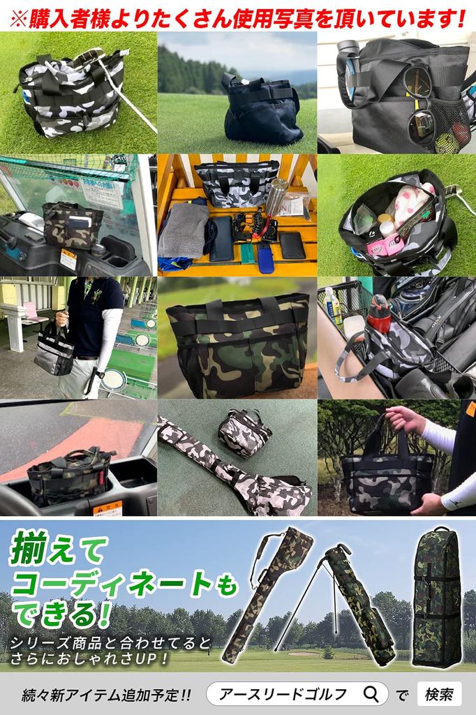 Round Bag Golf Pocket Large Capacity Ultra Round Tote Golf Golf Golf Round Stylish [EARTH LEAD] [Official] [7 Storage, Lightweight] Bag, Pouch, Pouch,