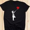 Banksy Graffiti Fashion Girl & Artsy Balloon Wall Art Hipster Anonymous Funky Cool Love Heart Artwork Gift Cotton T-shirt
