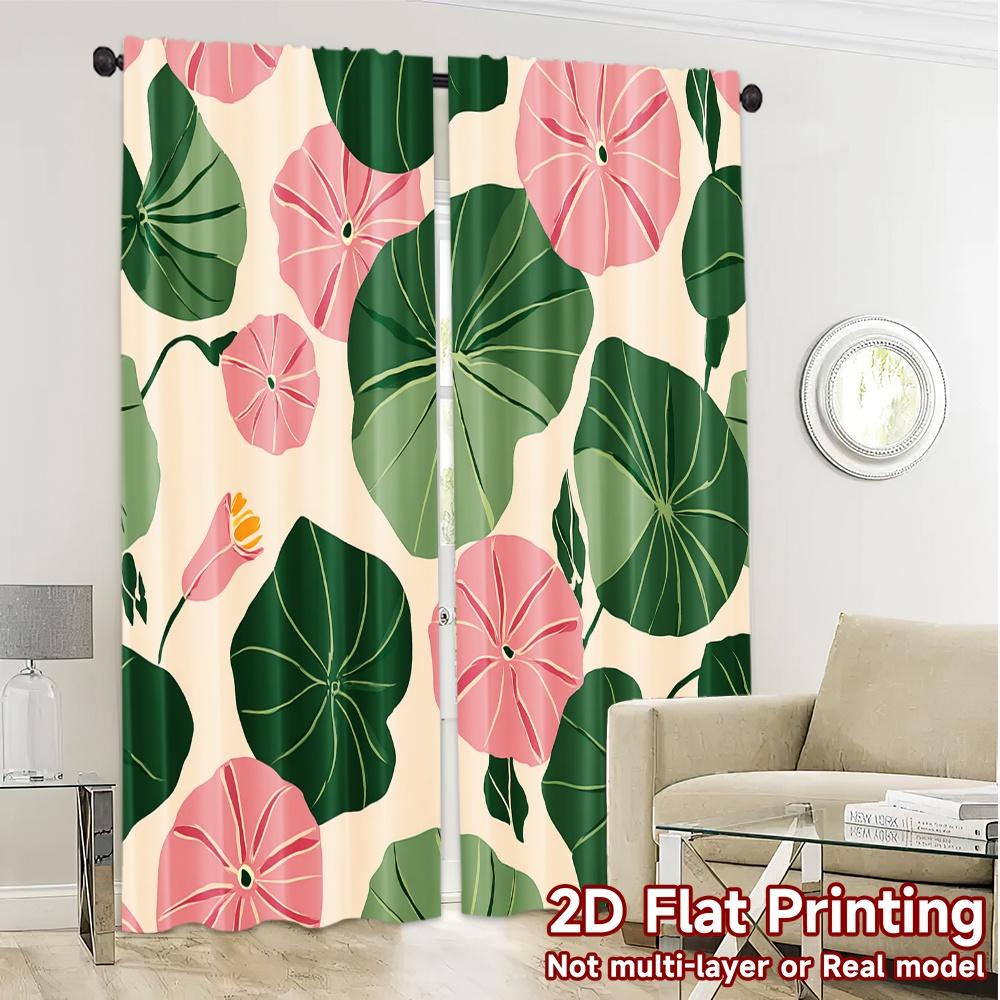 2D Flat Printing,JIT 2pcs, Curtains (Without Rod) Floral Curtain Bliss Popular Curtains&Drapes Durable Polyester Curtains Art