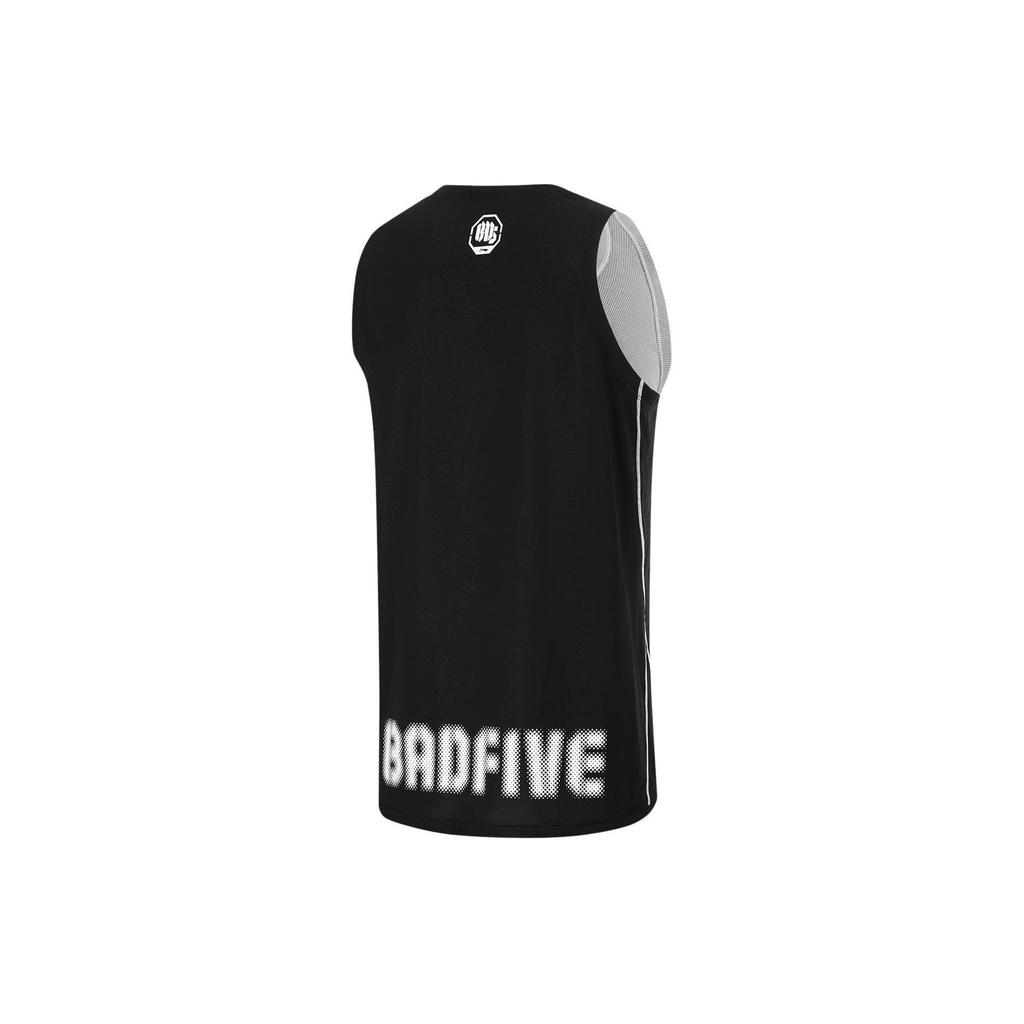 Li Ning Bad Five Basketbalová série Rychleschnoucí Volný střih Pulovr Písmeno Krátký rukáv Basketbalový dres Pánský dres Černá Off-White AAYU113-1