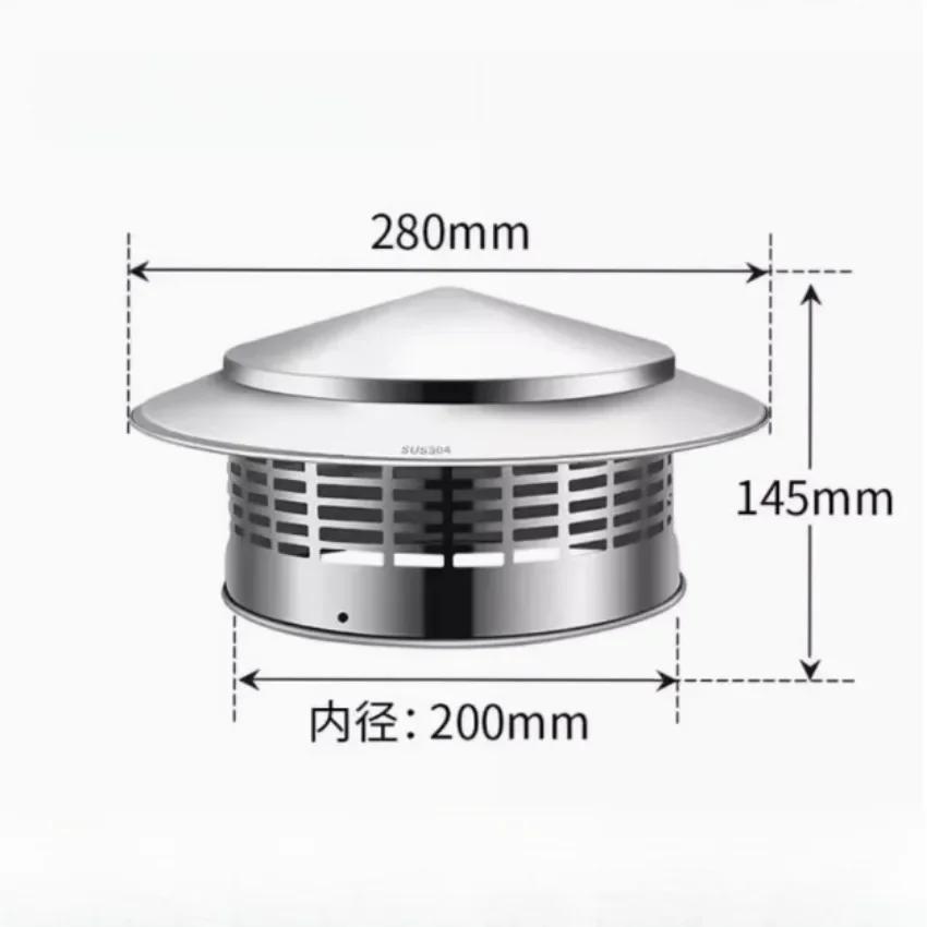 Stainles Steel Chimney Cap Exterior Wall Fresh Air Outlet Roof Pipe Exhaust Hood Ultralight Rain Cap 75mm/110mm/160mm/200mm