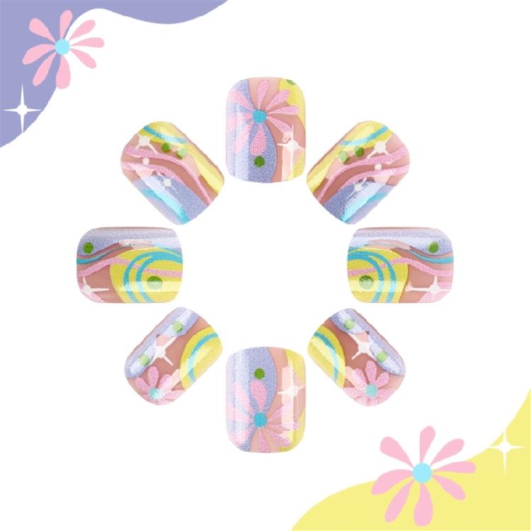 Quadratische Nagelspitzen Blume Falsche Nägel Aufkleben Auf Nagel Aufkleben Nagel Press-On-Nagel Künstliche Falschnägel für Damen und Mädchen