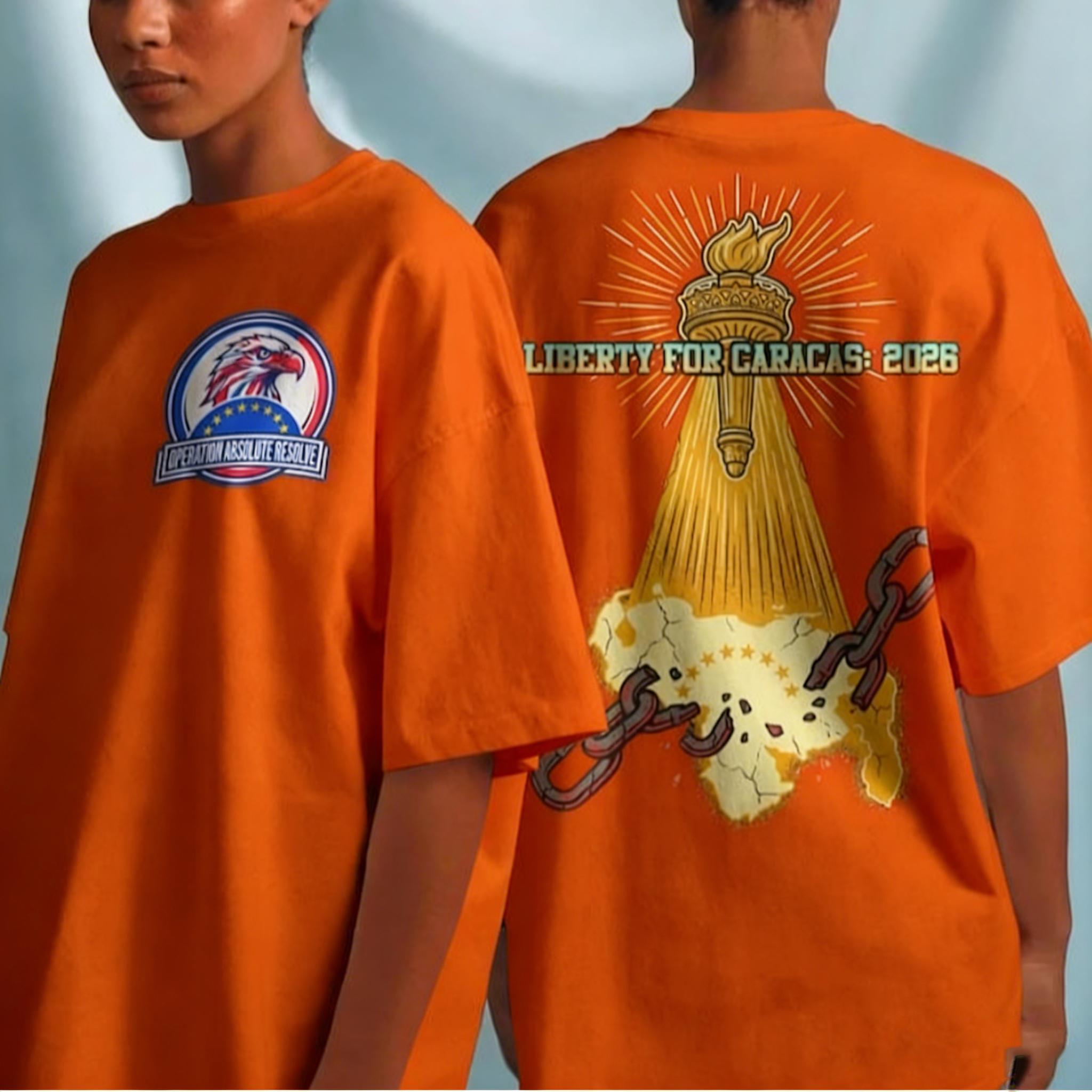 

Liberty for Caracas 2026 Shirt Freedom Broken Chains Graphic Tee Torch of Hope Venezuelan Democracy Gift Unisexs Graphic Tshirts 4XL