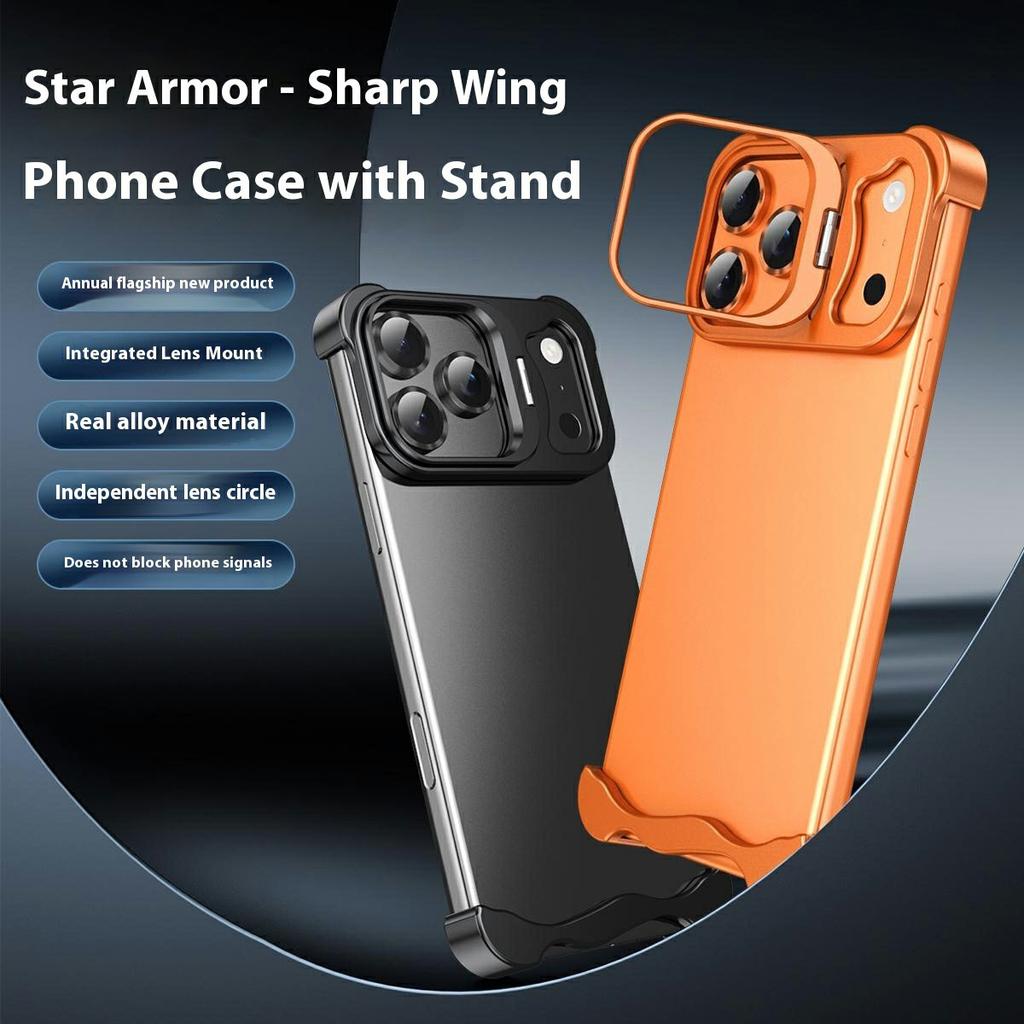 For iPhone 17 Pro Max Bumper Case Lens Kickstand Heat Dissipating Metal Corner Phone Cover
