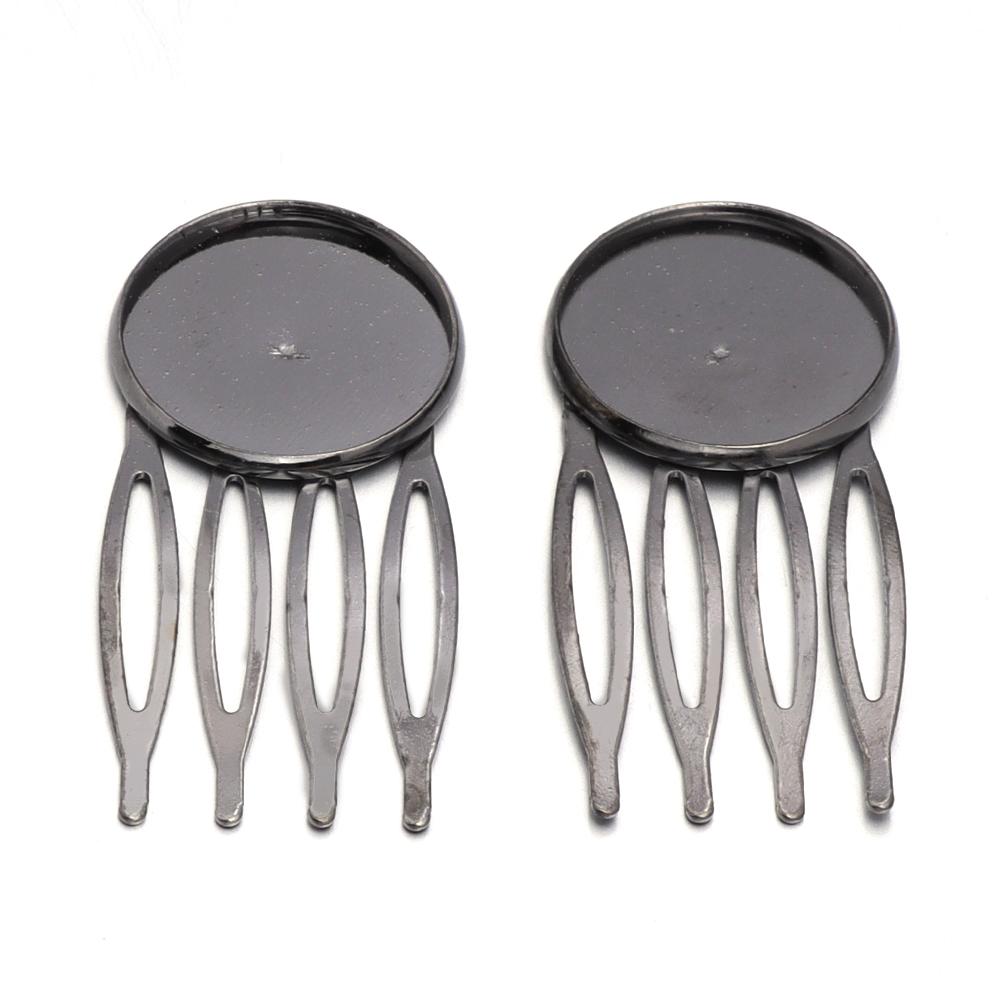 5-10pcs/lot 4/10 Teeth Metal Hair Comb Clips Hairpin Base Setting Round Cabochon Cameo For Jewelry Making DIY Hair Acessories