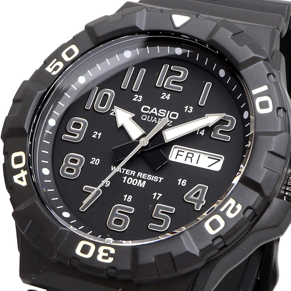 Casio Standard Big Face Quartz Watch MRW-210H-1AV Men's Black Silver Overseas Model