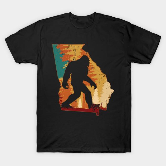 

Men Black Print T-shirt Bigfoot Retro Vintage Sasquatch Georgia No-Cut Transfer Paper Print Cotton Tshirt 2XL чорний