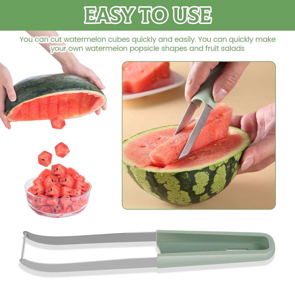 Watermelon Fork Slicer Cutter Stainless Steel Watermelon Cutter Portable Watermelon Cutter Slicer Tool with Watermelon Scooper