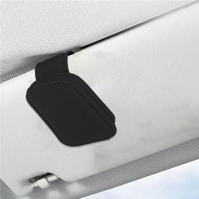 Car Glasses Holder Eyeglass Mount Glasses Hanger Clip PU Leather Car Glasses Holder Protective Sunglass Visor Clip Eyeglasses