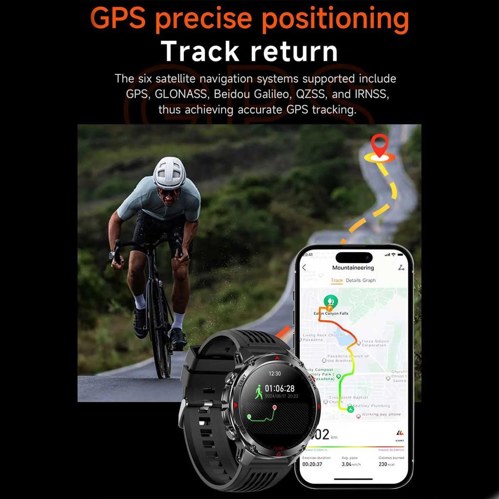 2026 New GPS Map Navigation Smart Watch Men Women Amoled Screen 3ATM Waterproof Sport SmartWatch Compass NFC BT Call Watches Men