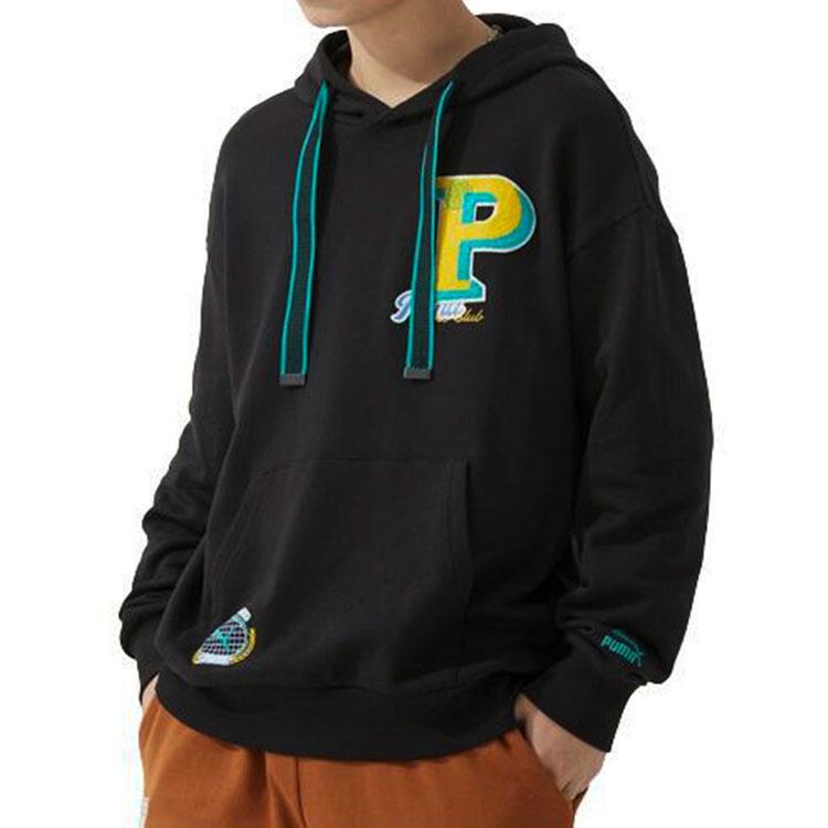 Puma Felpa Unisex Casual a Manica Lunga con Cappuccio e Coulisse, Stampa Lettere, Stile Vintage Americano, Nera 625801-01
