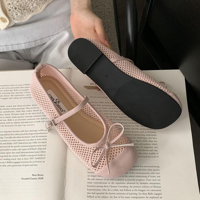 

Мода Мода Туфли-балетки женские с бантом-бабочкой, обувь для танцев, сетчатая дышащая женская обувь с пряжкой, женские балетки, туфли Мэри Джейн 35 розовый