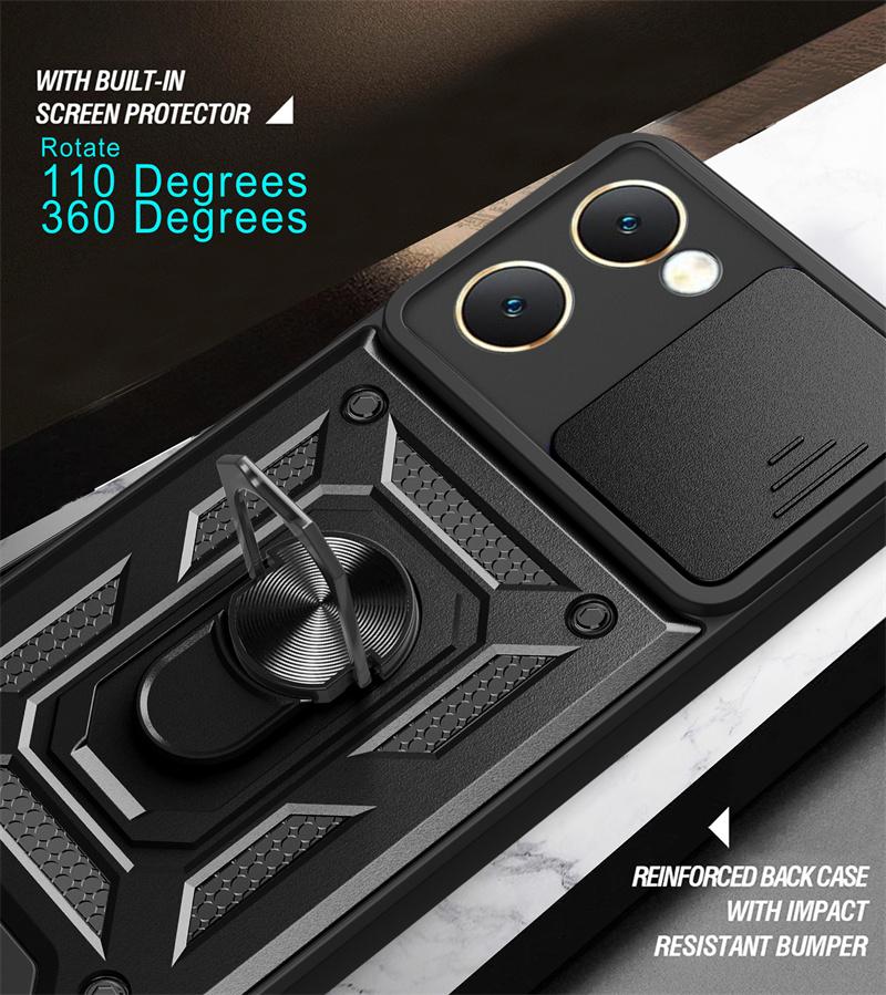 For Vivo Y03 4G Case Slide Lens Camera Protection Back Capa For Vivo Y03 4G  Y 03 VivoY03 Cover Magnetic Ring Holder Armor Funda