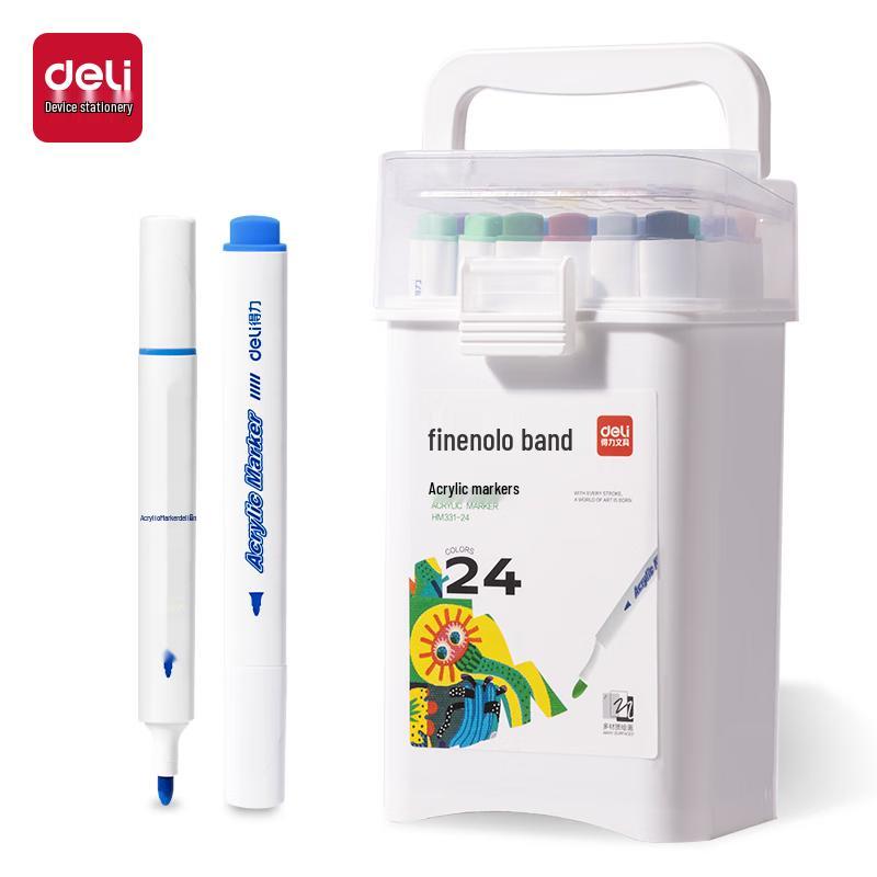 Deli 24-Color Acrylic Marker Pens Set