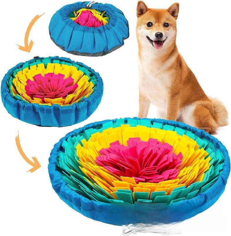 Felt Pet Sniffing Mat Dog Foraging Bowl Bite-Resistant Training Pad Interactive Puzzle Toy for Dogs Cats Slow Feeding Nose Work