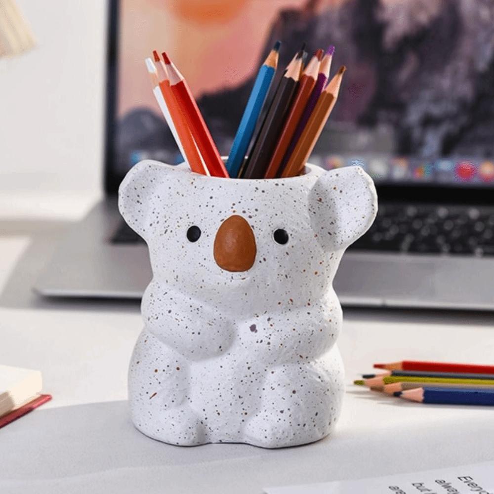 Plastic Koala Storage Box Multi-function Makeup Brush Cylinder Koala Pen Holder  Office