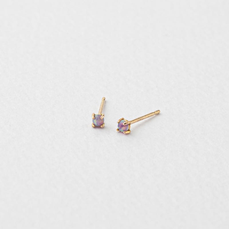 OR D`OR [14K] Glass Opal Mini Earrings