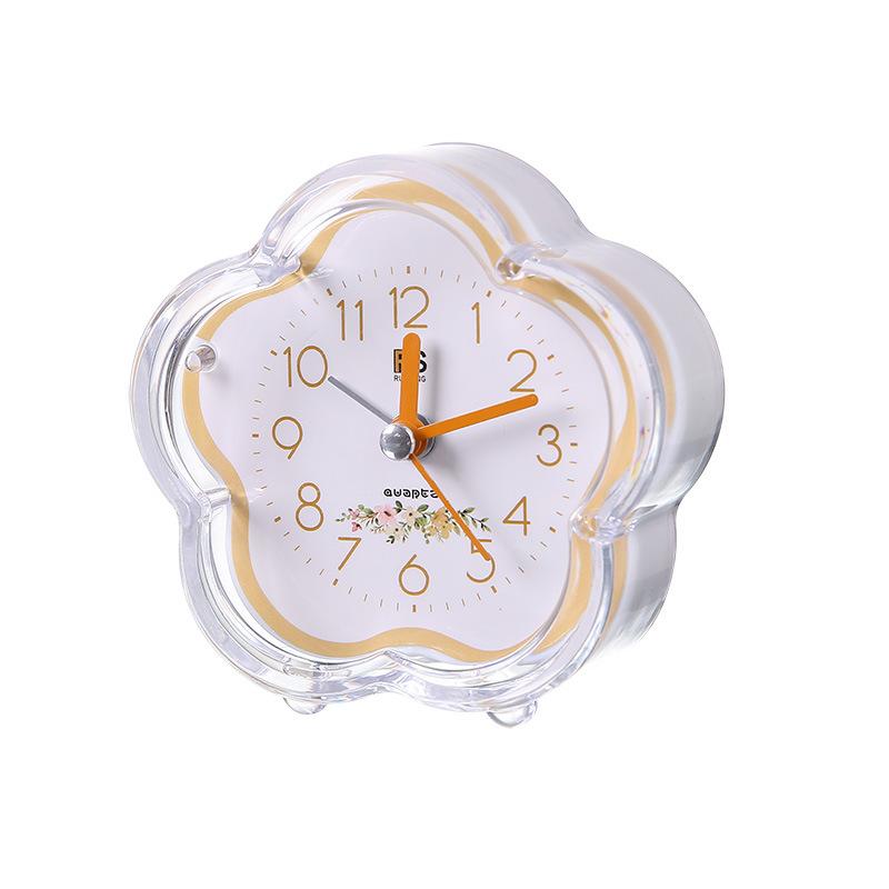 Creative new cute flower transparent alarm clock children student wake up alarm clock bedroom dormitory desktop study clock