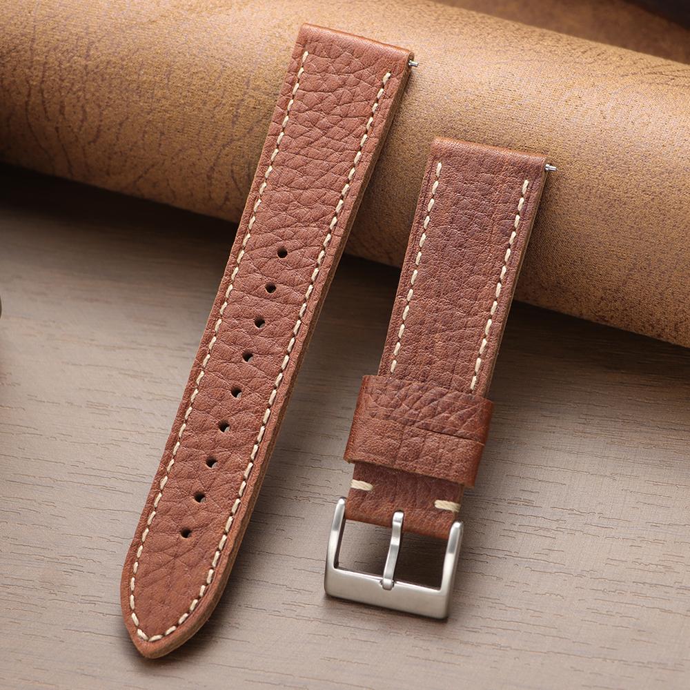 Cowhide Watch Strap Bracelet Vintage Genuine Calfskin 20mm 22mm 24mm Watchband Women Men Fashion Watch Band Belt with Pin Buckle
