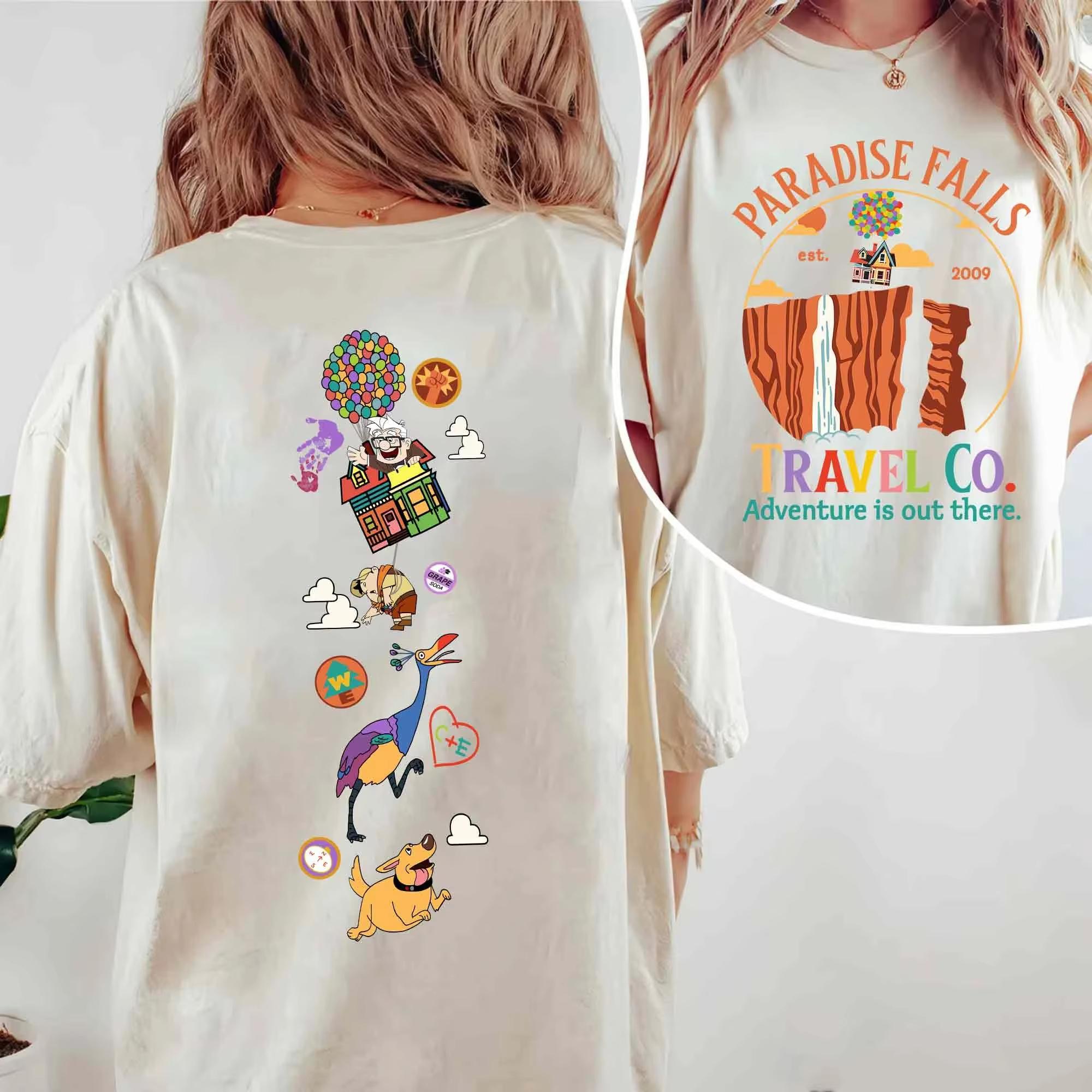 Double Face Movie Paradise Falls Vacation Trip 2009 Comfort Colors Tshirt Carl Kevin Dugger Dog Russell Family Dress S