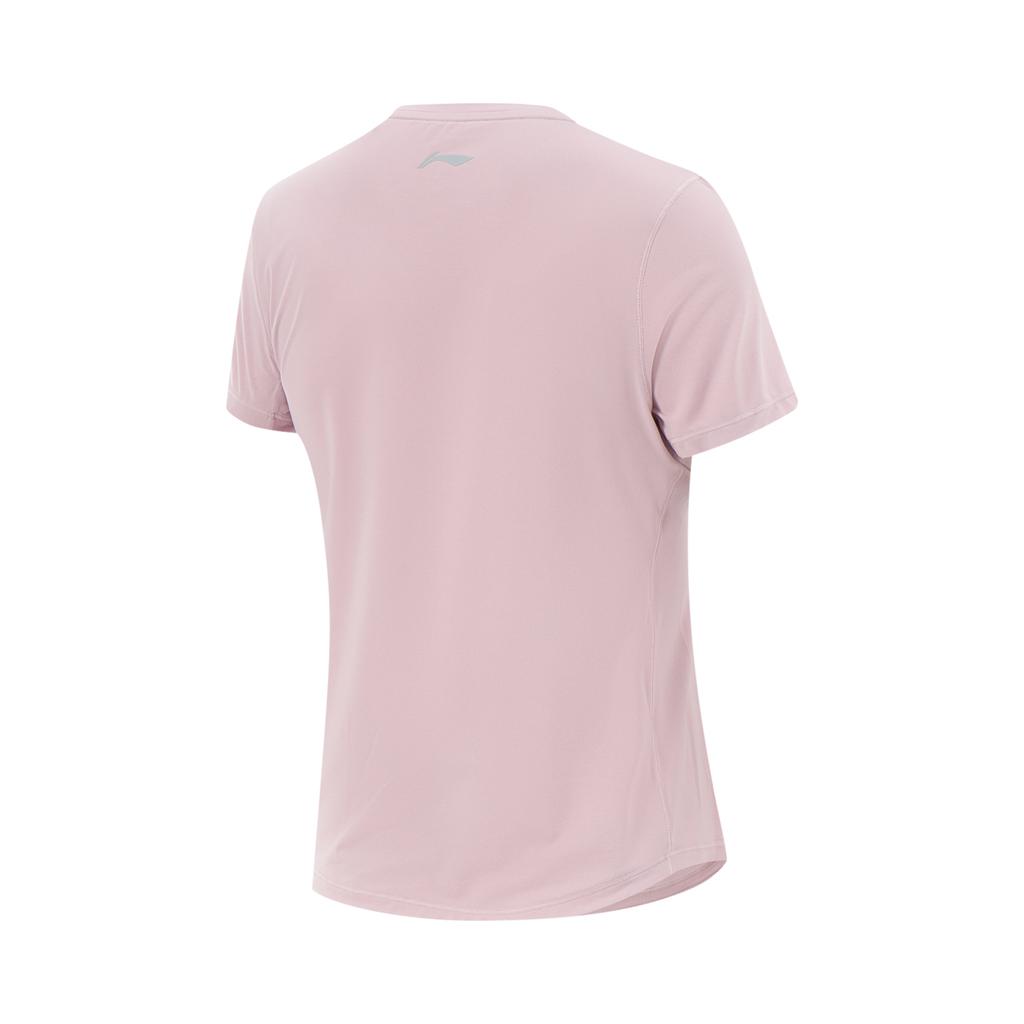 Li Ning Cool Tea Letter Round Neck Ice Silk Quick Dry Comfortable Breathable Versatile Short Sleeve T-Shirt Women Tops Milk-Stone-Pink ATSV276-5