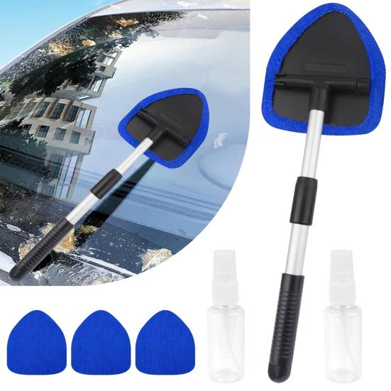 Windshield Cleaning Tool Car Cleaning Brush Retractable Windshield Cleaning Wand Auto Window Cleaner Microfiber Cloth Car Wash Brush