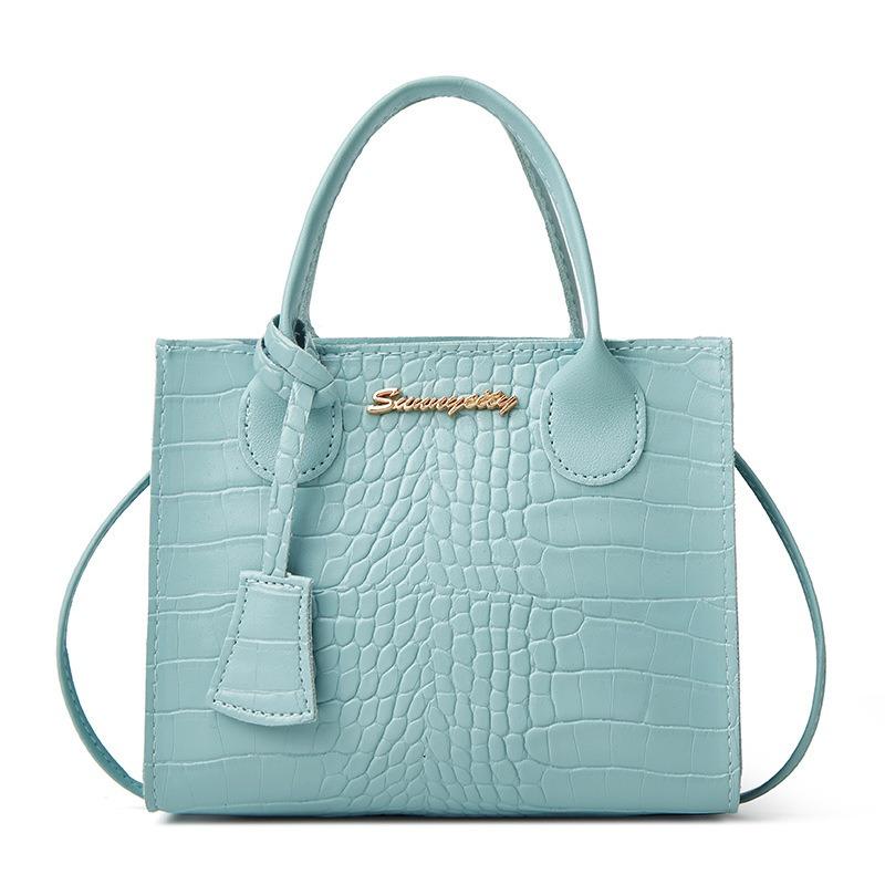 Damen Umhängetasche Krokodilmuster Buchstabe Korean Edition Label Candy Farbe Anhänger Farbe Platin Tasche