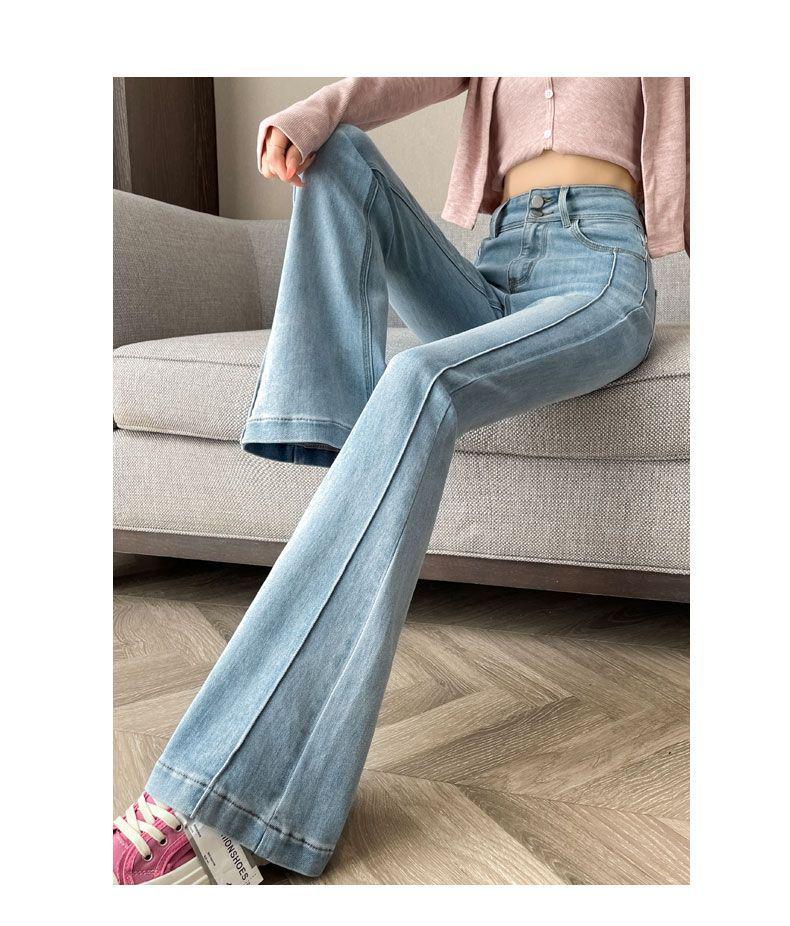 Women's 2025 Autumn Color-block Micro-Flare Jeans: Four-Way Stretch, Cropped, Abdomen-Cinching, Hip-Lifting Patchwork Bell Bottoms.