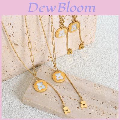Adorable Cartoon Bear Shell Tassel Necklace For Women Made Of Titanium Steel
