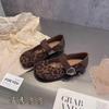 Retro Leopard Print Shoes Women's Autumn 2025 New Stylish, Light and Comfortable Flats Low Heel Casual Round Toe Shoes