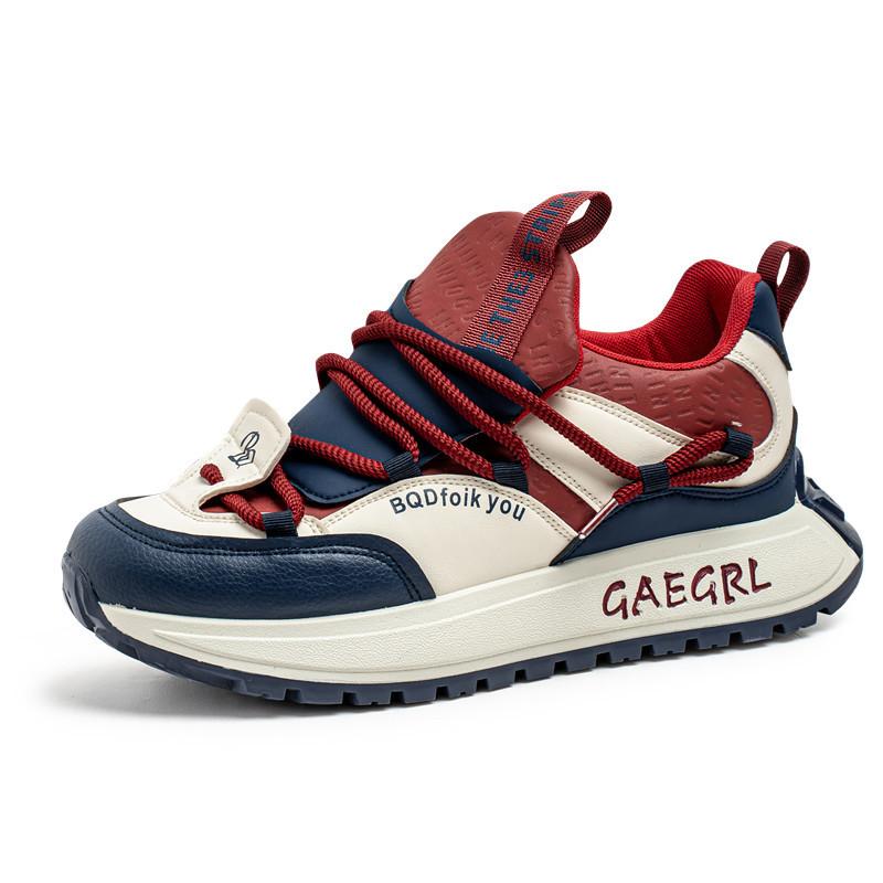 

Men s shoes spring new platform dad shoes men s teenagers contrasting colors and increasing height leather surface personalized sports and leisure sho 39