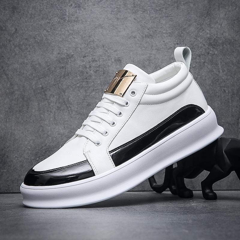

High-top shoes men s white trendy men s shoes autumn new metal color matching board shoes youth Internet celebrity trendy brand Korean fashion 38