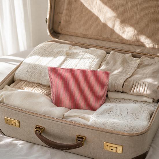 Striped Makeup Bag, Zipper Closure, Durable Portable Cosmetic Storage Bag, for Travel Business Trips And Outdoor Use