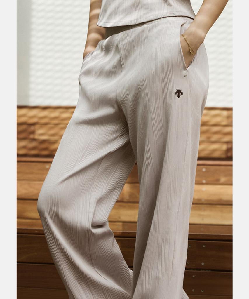 DESCENTE Women'S Ribbed Semi-Wide Fit Training Pants Brown Sr322Pkp71