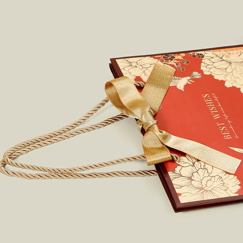 

5Pcs Paper Gifts Bags With Bow Recyclable Birthday Wedding Handle Shopping Bags Present Clothing Cosmetic Jewelry Packaging Bags