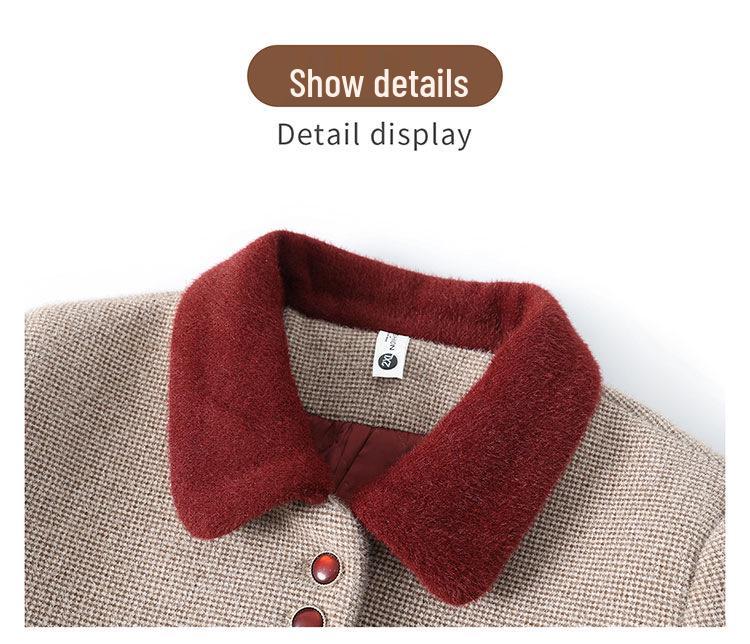 Mom's Quilted Woolen Coat: Petite Faux Mink Velvet for Middle-Aged & Elderly Women's Fall & Winter Clothing