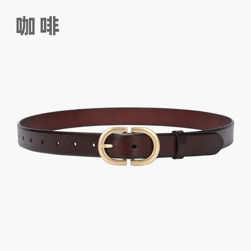 Four Seasons Available New Retro Belt Women'S Needle Buckle Genuine Leather Belt Women'S Versatile Cowboy Decorative Head Layer Cow Belt