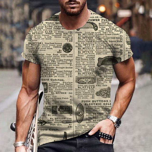 Legrační noviny Pánská trička s 3D potiskem Street Fashion Hip-hop Nadměrná velikost s krátkým rukávem Léto Lehké Prodyšné Oblečení