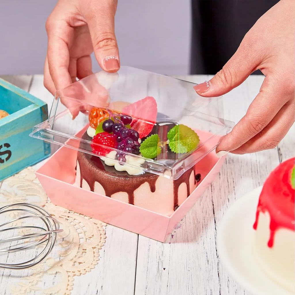 100pcs baking transparent sandwich packaging box Dessert cake Snow Mei Niang thousand layer packing baking cake box
