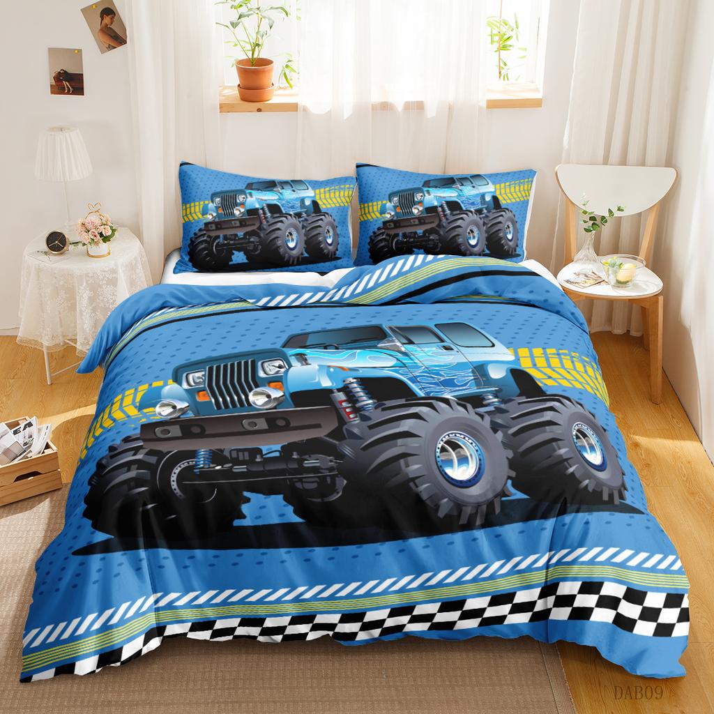 Off-Road Car Series 3D Digital Printing Kit Bedding Quilt Cover Pillowcase Three-Piece Set