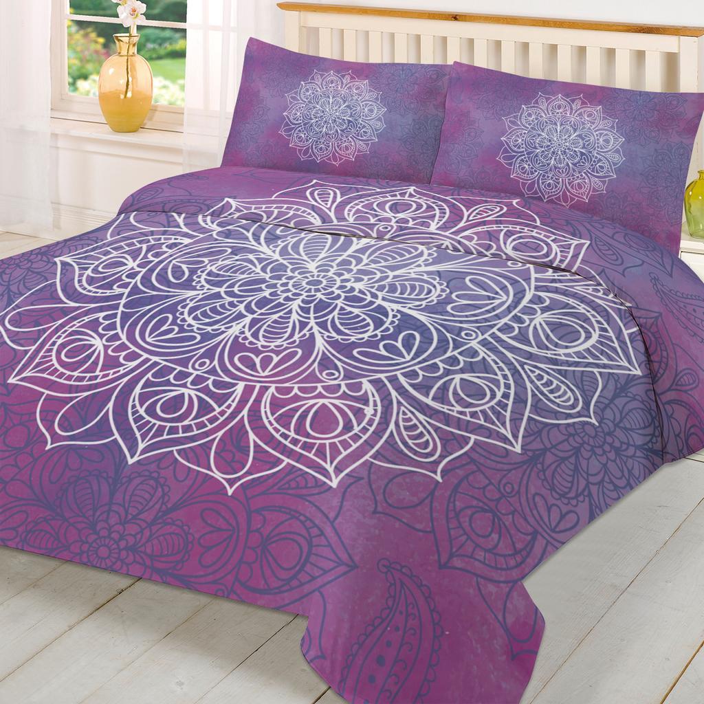 Purple Watercolor Mandala Duvet Cover Bed Bedding Set Home Textile Quilt Cover Pillowcases Bedroom Double Bedding Set No Sheet