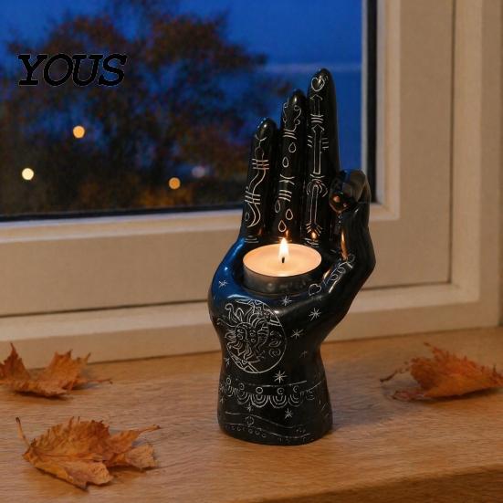 Resin Hand Statue for Meditation Palmistry Incense Holder, Statue, Decorative Holder Stick Ancient Mystical Palm Sculpture Home Table