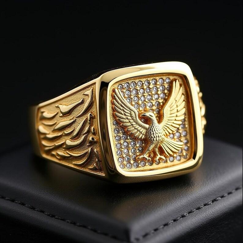 Nieuwe Luxe en High-end Dubbele Europese en Amerikaanse Heren Retro Adelaar Ring Mode Ring Product