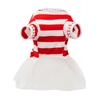 Pet Dress Striped Knit Top with Tulle Skirt and Polka Dot Bow Soft Fabric Comfortable Fit for Small Dogs and Cats