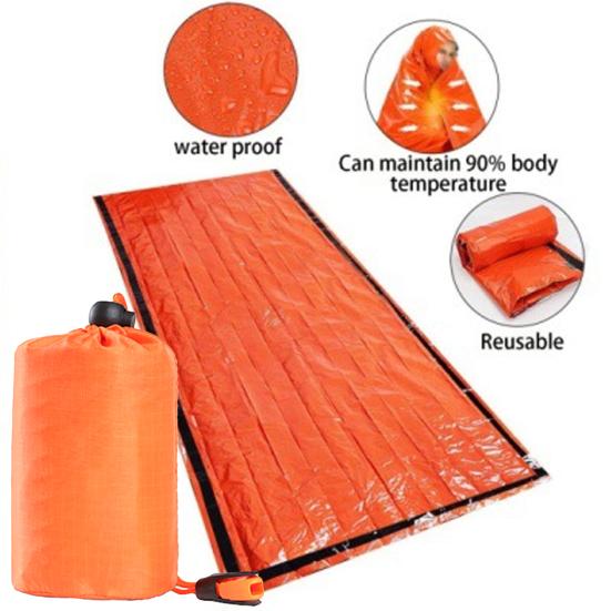 Emergency Sleeping Bag Portable Thermal Blanket Lightweight Waterproof Outdoor Camping Backpacking Hiking Adults Bivvy Sack Survival Gear