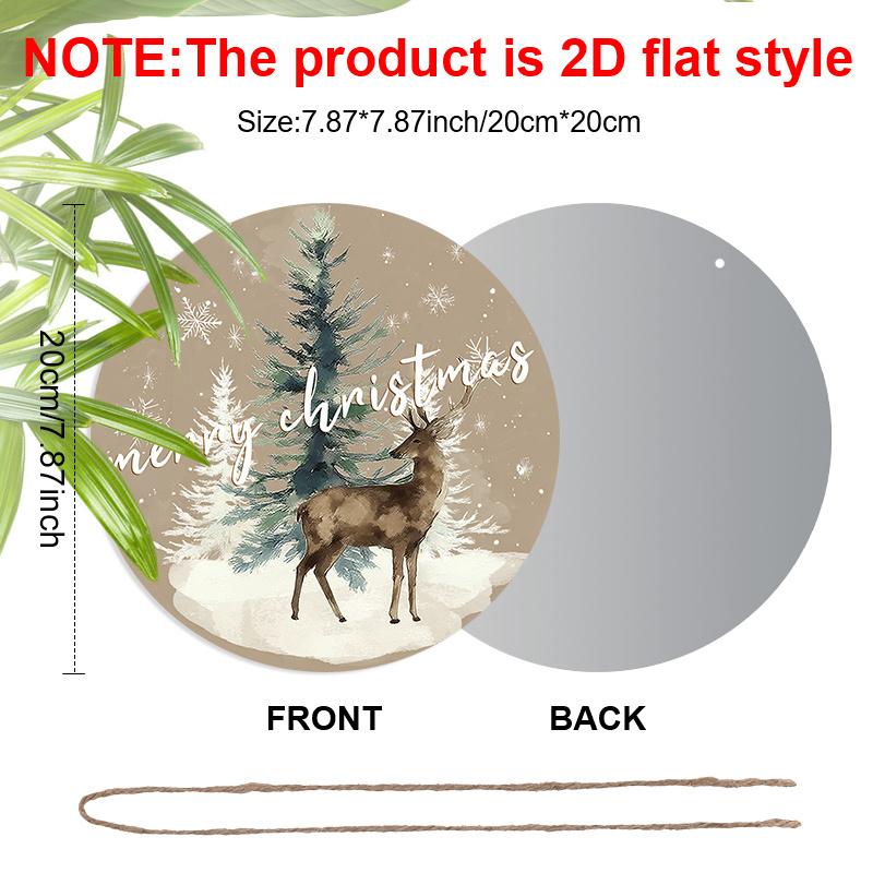 2D Flat Rustic Aluminium Christmas Sign with Elk Pattern - Navidad Figurine Ornaments - Ideal for Front Door, Wall, Porch, Fence Decor - Ideal