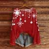 Women's Fashion Christmas Print Lightweight Sweater Casual Long-Sleeve Knit Pullover Top